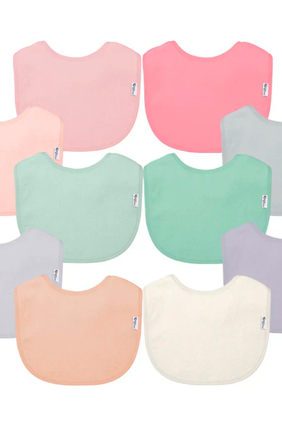 PACK 10 BABEROS IMPERMEABLES MIX ROSA PASTEL GREEN SPROUTS