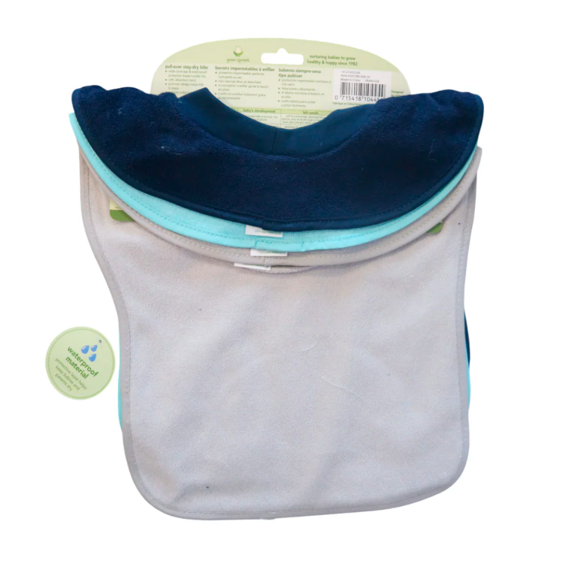 PACK 3 BABEROS IMPERMEABLES POLERA BLUE GREEN SPROUTS