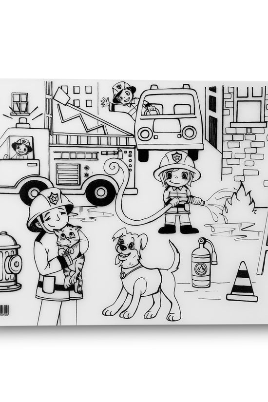 TAPETE PARA COLOREAR BOMBEROS 48 X 33.5 FUNNY MAT