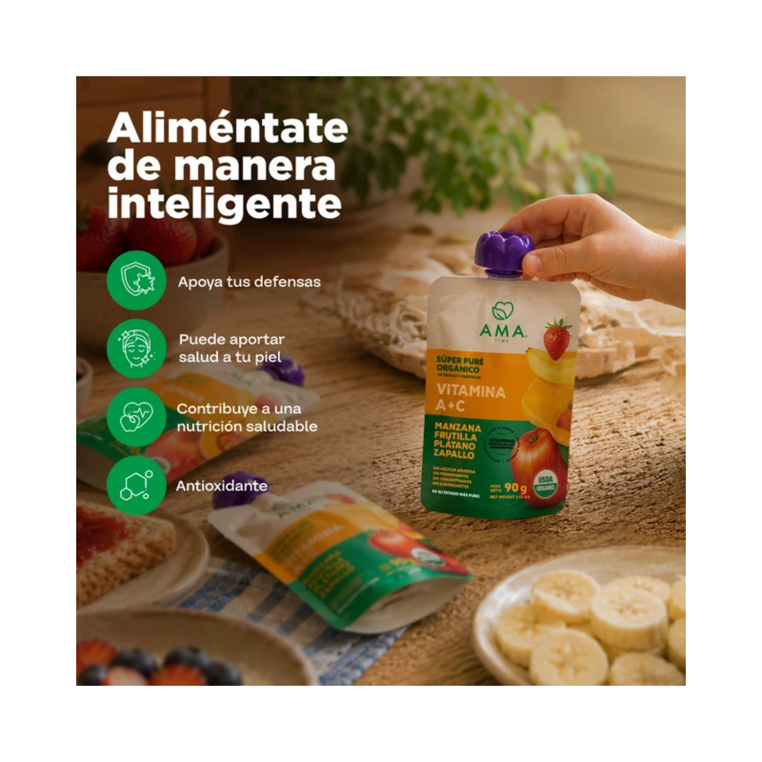 Super Puré Orgánico AMA Vitamina A + C 90 Gr.