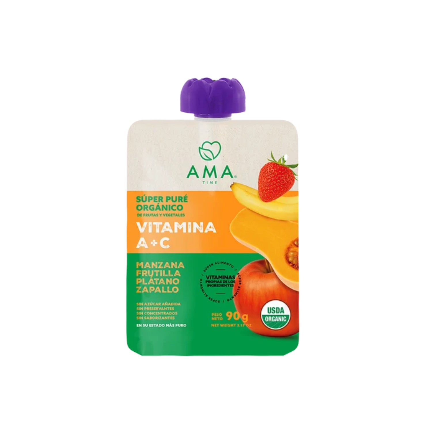 Super Puré Orgánico AMA Vitamina A + C 90 Gr.