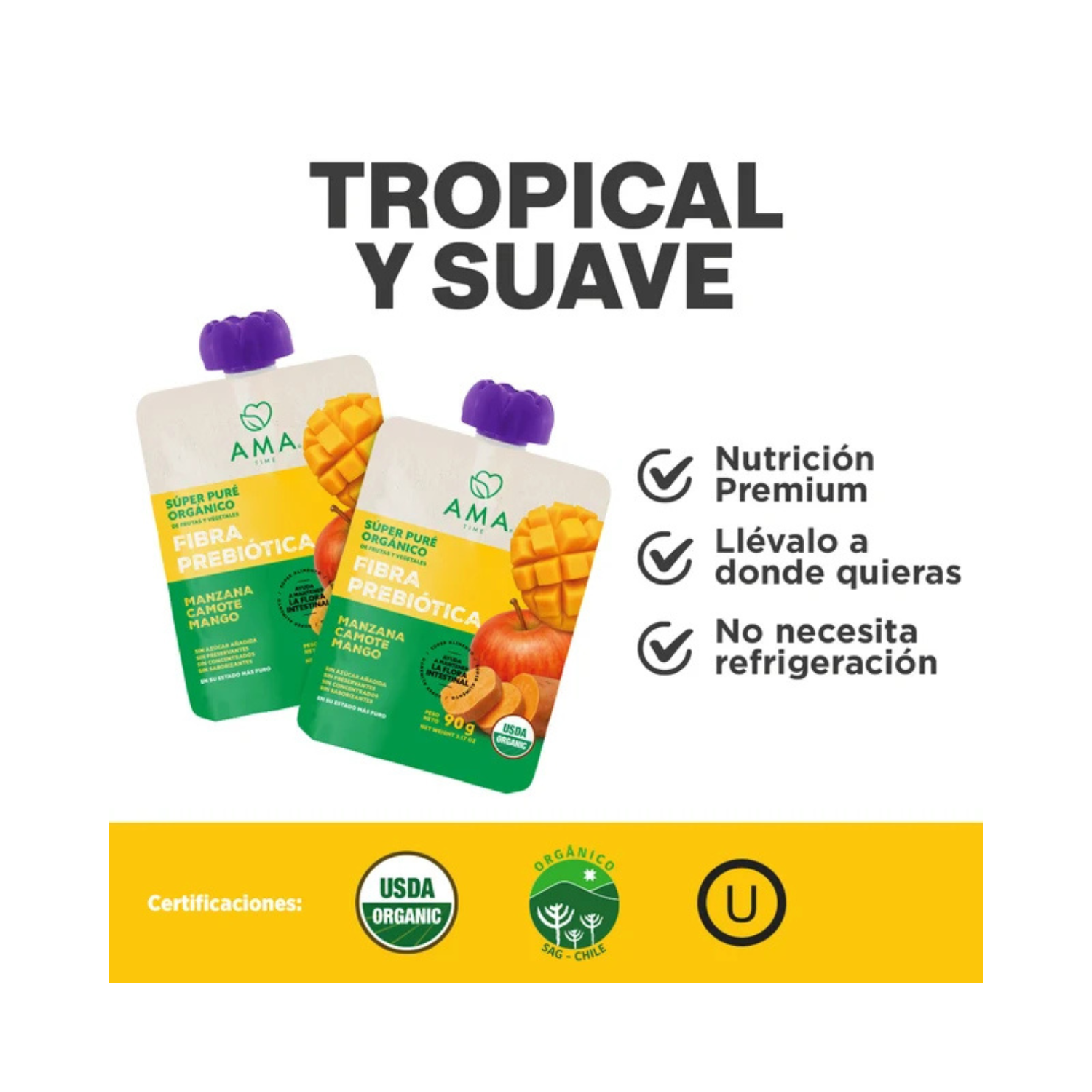 Super Puré Orgánico AMA Fibra Prebiótica 90 Gr.