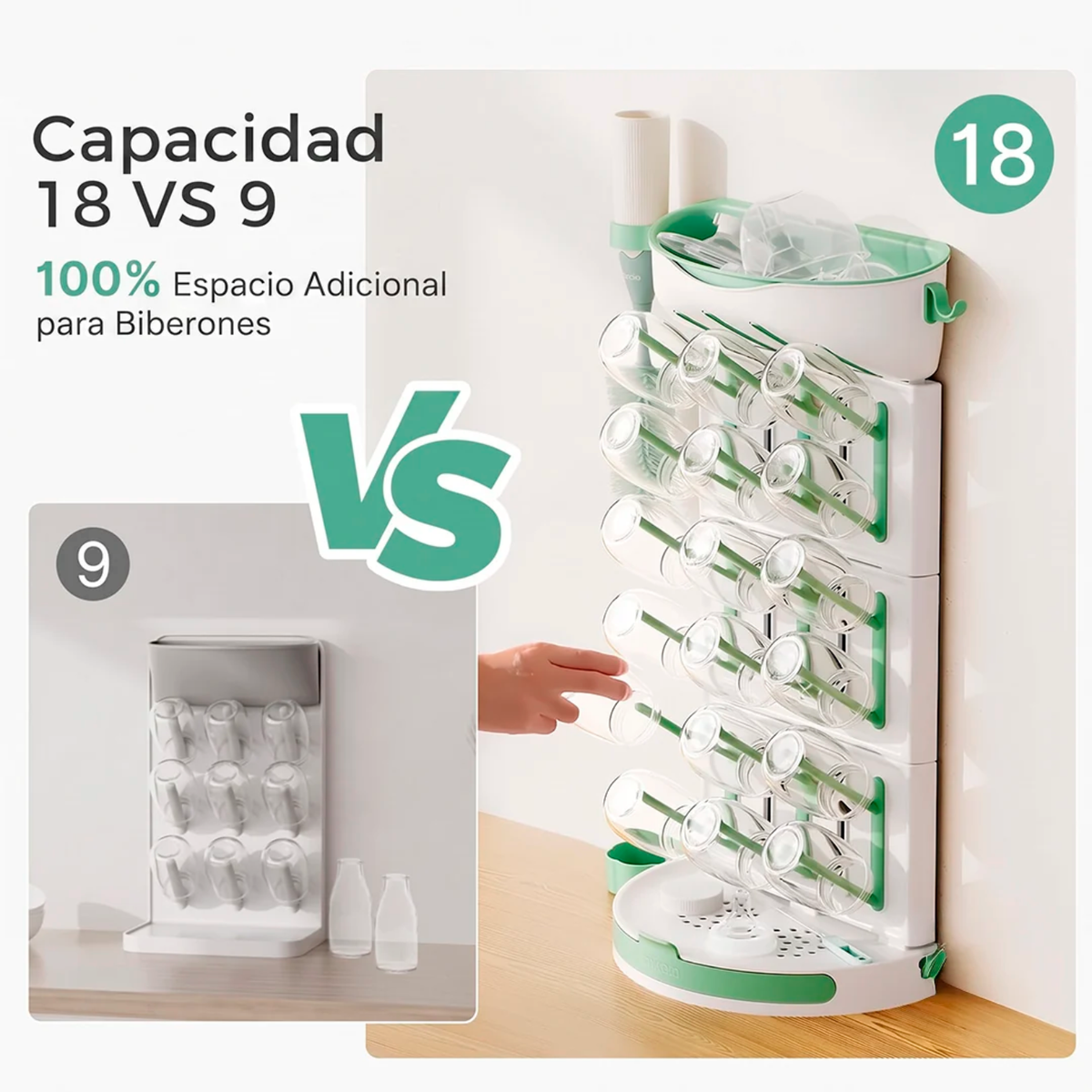 Escurridor de Mamaderas Momcozy — Capacidad para 18 Mamaderas