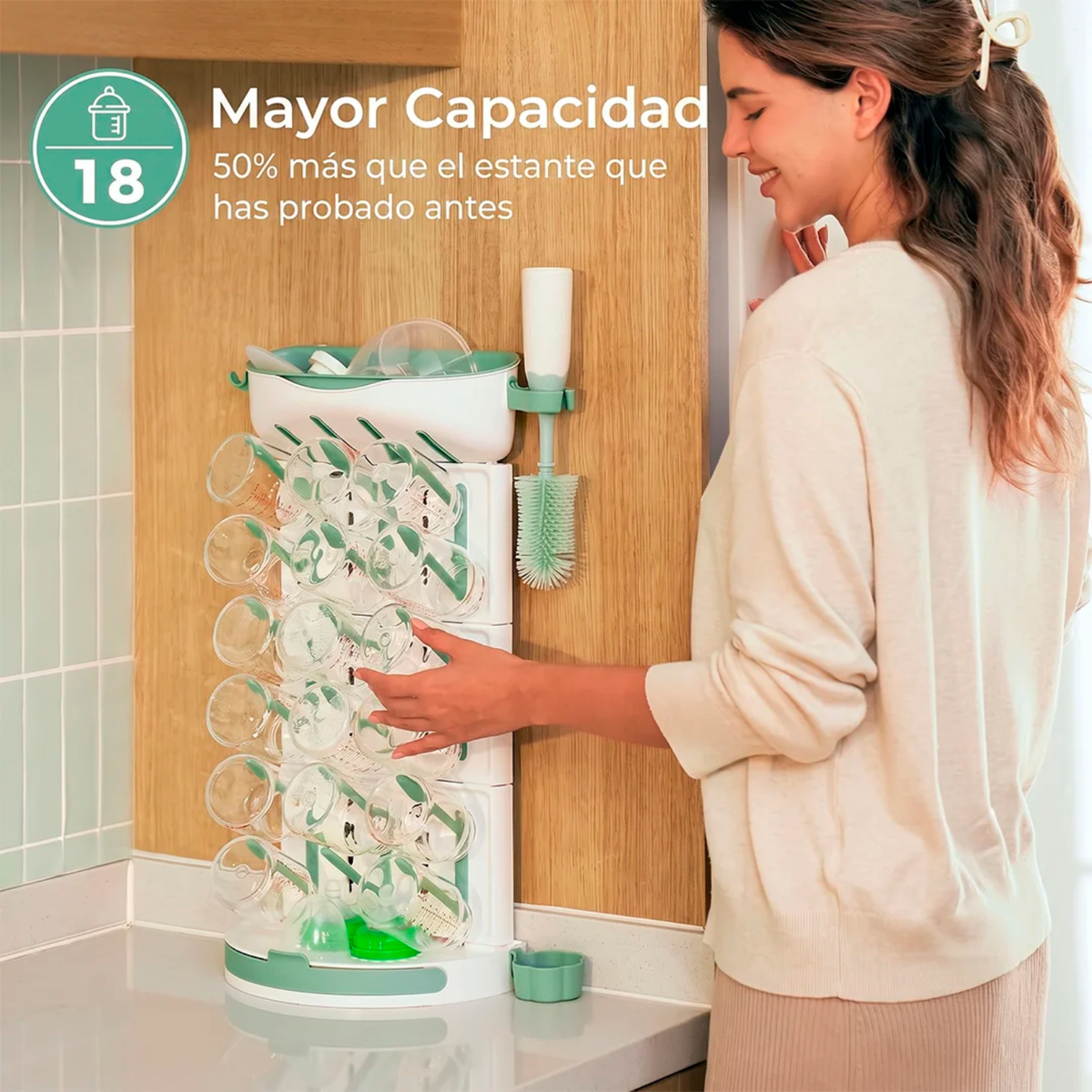 Escurridor de Mamaderas Momcozy — Capacidad para 18 Mamaderas