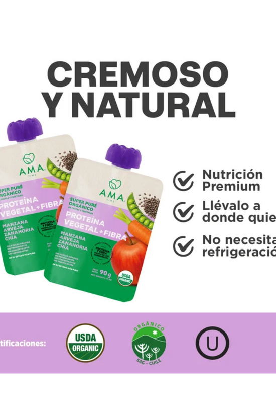 Super Puré Orgánico Proteína Vegetal + Fibra 90 Gr.