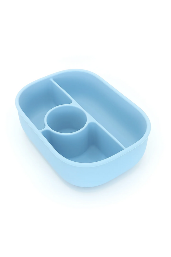 PLATO DE SILICONA AZUL CON TAPA DE BBPRO