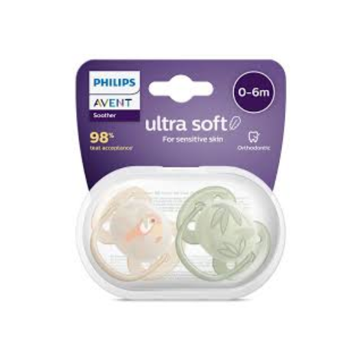 CHUPETE ULTRA SOFT ORTHODONTIC 0 - 6  HOJAS Y LORO - AVENT