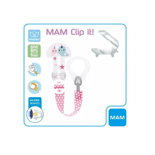 PORTA CHUPETES CLIP IT & COVER ROSADO - MAM