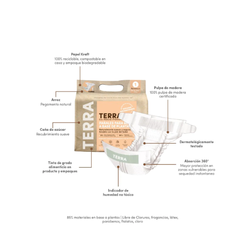 PAÑALES BIODEGRADABLES DESECHABLES 5 XG - TERRA