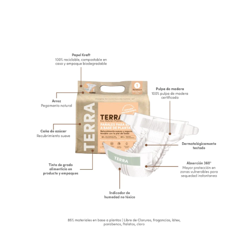 PAÑALES BIODEGRADABLES DESECHABLES XG - TERRA