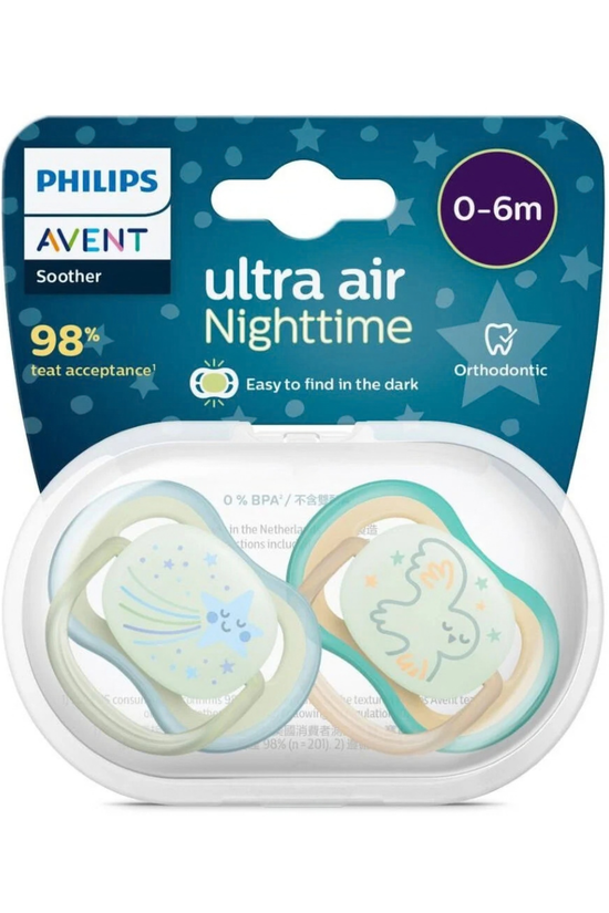Chupete Philips Avent Ultra Air Night Orthodontic 0–6 Meses
