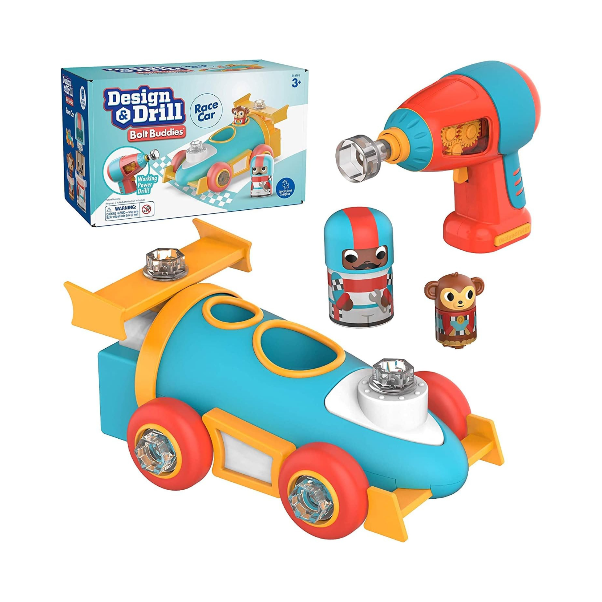 Auto de Carreras con Taladro de Juguete Design Drill Bolt Buddies