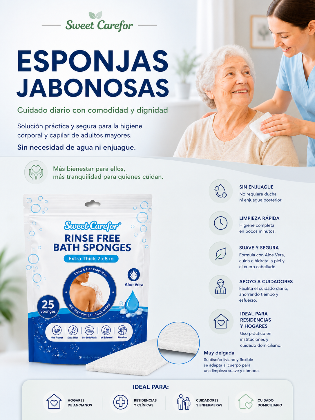 Esponjas Jabonosas Desechable Sweet Carefor 25 U.