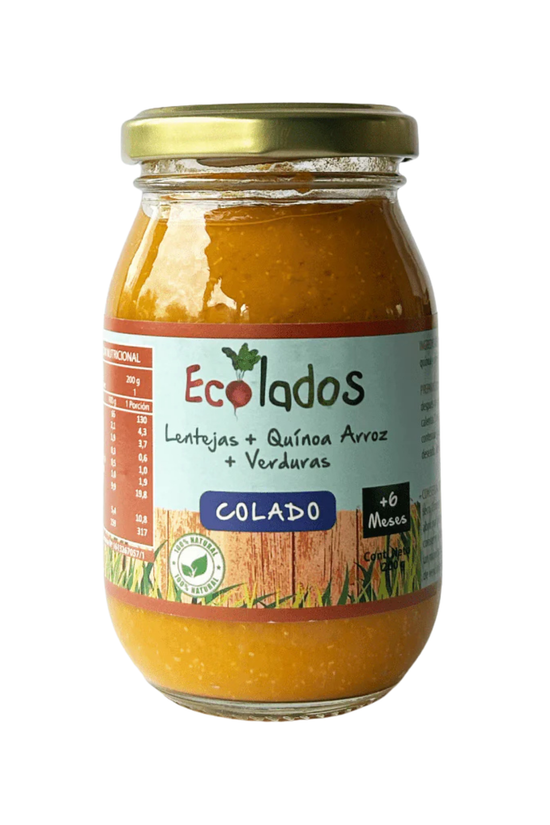 Colado 100% Natural de Lentejas, Quínoa, Arroz y Verduras Ecolados