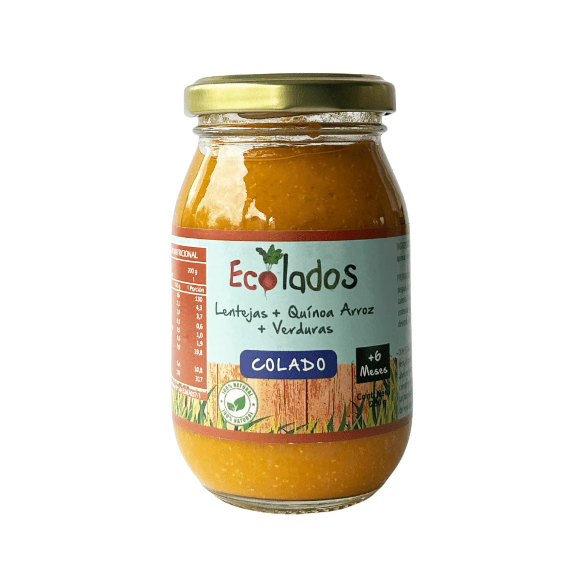 Colado 100% Natural de Lentejas, Quínoa, Arroz y Verduras Ecolados