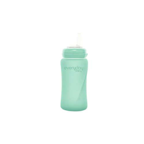 MAMADERA DE VIDRIO  CON BOMBILLA 240. ML VERDE - EVERYDAY BABY
