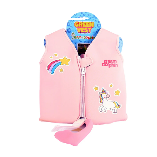CHALECO FLOTADOR INFANTIL UNICORNIO ROSADO  3 A 6 años - GREEN DOLPHIN