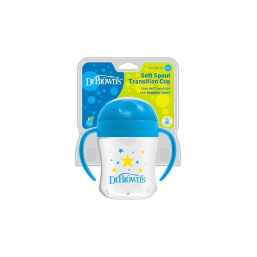 VASO BOQUILLA BLANDA AZUL 180 ML +6M - DR. BROWN'S