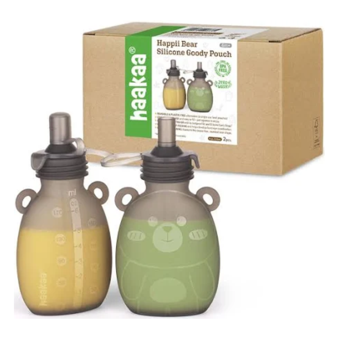 PACK 2 POUCH DE SILICONA HAPPII BEAR 1 U 170 ml   HAAKAA