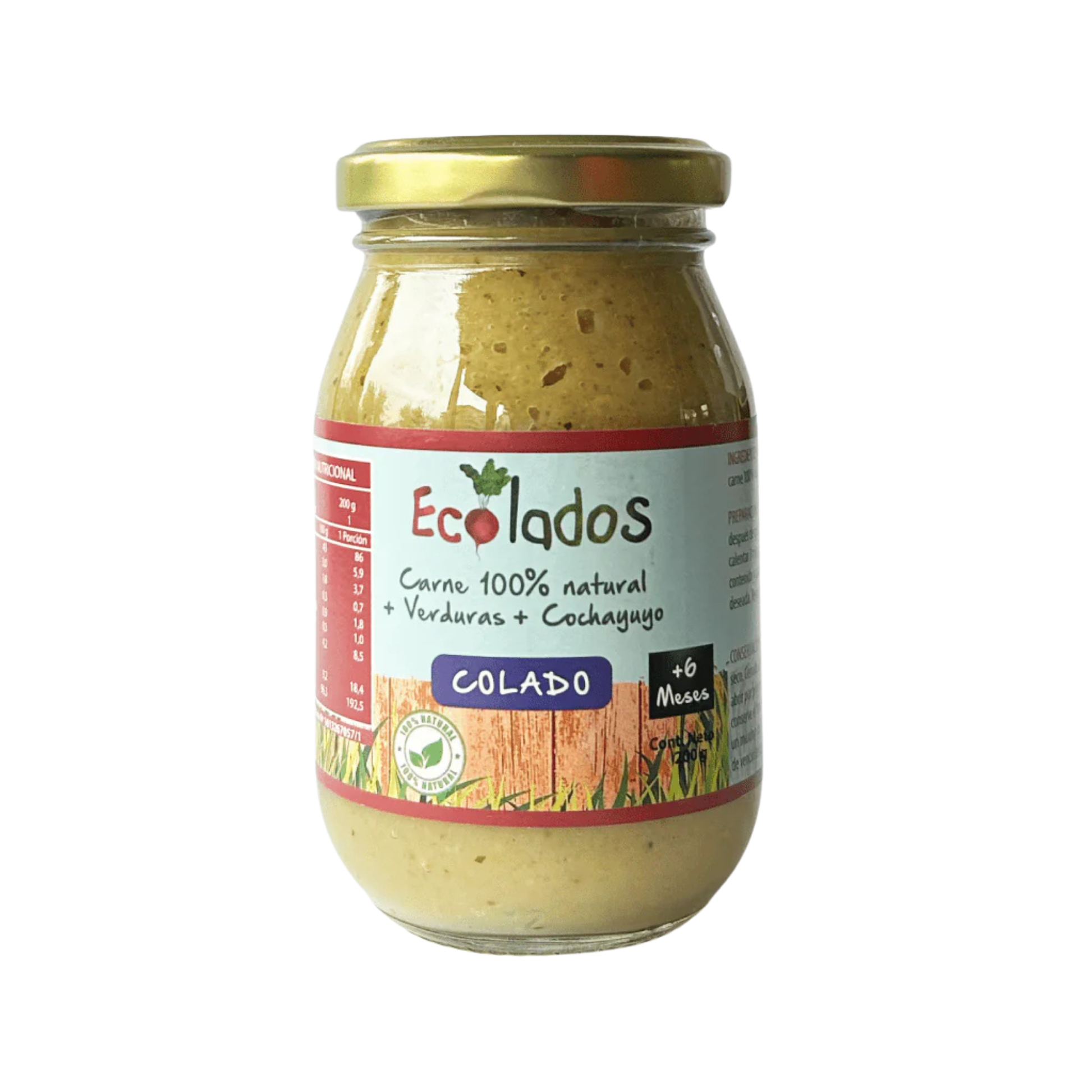 Colado 100% Natural de Carne, Cochayuyo y Verduras Ecolados
