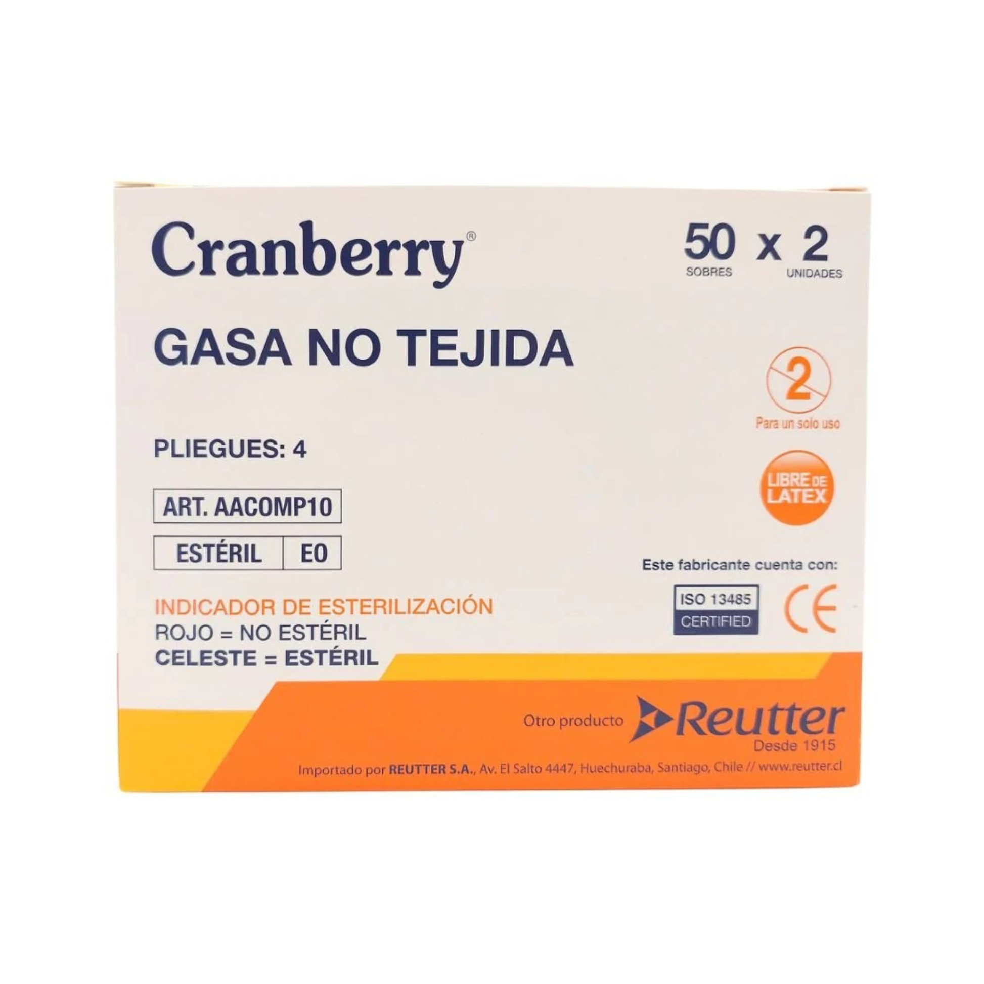 Gasa Estéril No Tejida Cranberry 50 X 2 unidades