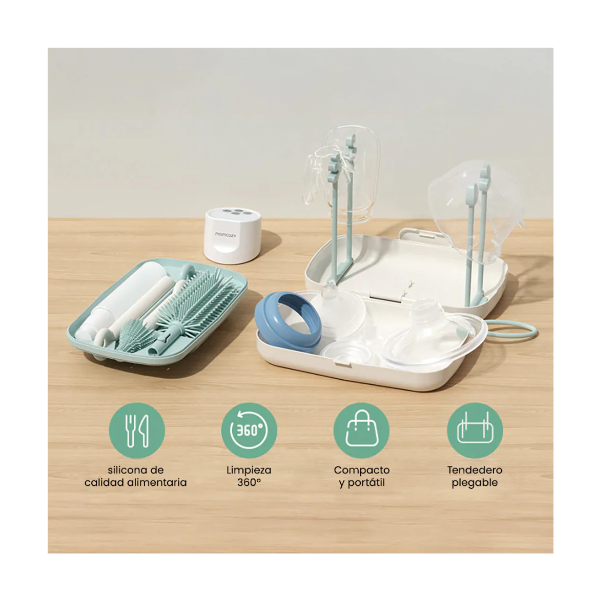Kit de Cepillos para Biberones Momcozy Push-Press