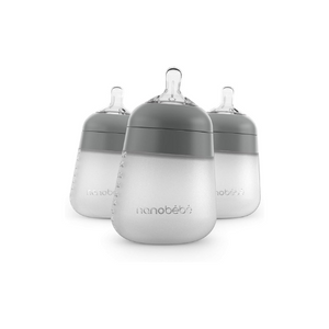 MAMADERA SILICONA GRIS PACK DE 3 270 ML - NANOBEBE