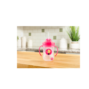 1ER VASO CON ASAS Y PAJITA ROSA CISNE 270 ML +6M - DR. BROWN'S