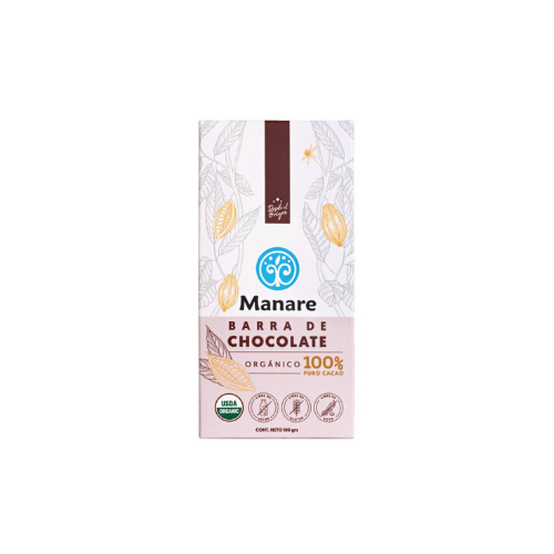 BARRA DE CHOCALATE CON ALMENDRAS ORGÁNICO 100% CACAO 100G   - MANARE