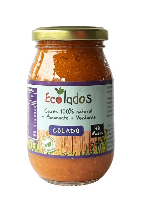 Colado 100% Natural de Carne, Amaranto y Verduras Ecolados