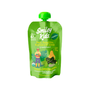 PURE DE FRUTAS ORGANICO PERA, ZAPALLITO, ESPINACA Y ARROZ 90 GR - SMILEY KIDS