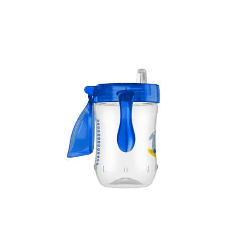 VASO CON ASA Y BOQUILLA BLANDA AZUL 270 ML +9M DR. BROWN'S