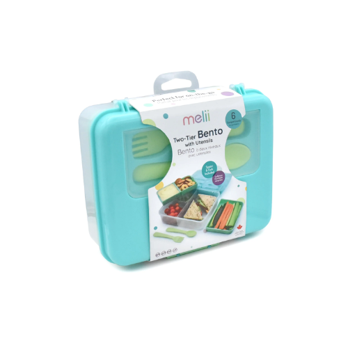 LONCHERA BENTO BOX CON CUBIERTOS LIMA Y VERDE - MELII