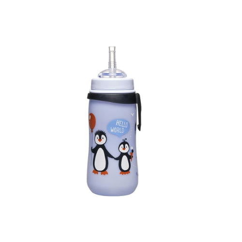 Botella NIP Con Bombilla De Silicona Azul 330 ML