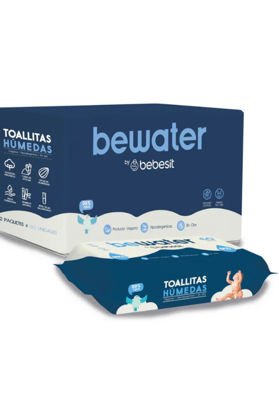 Toallas Húmedas Bewater Bebesit Caja de 12 Paquetes