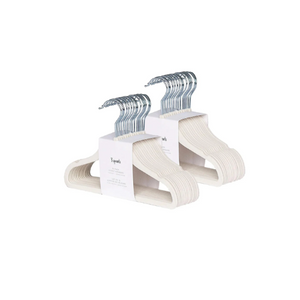 SET DE 30 COLGADORES 3 SPROUTS DE TERCIOPELO ANTDESLIZANTE  PARA ROPA DE BEBE Y NIÑOS CREMA