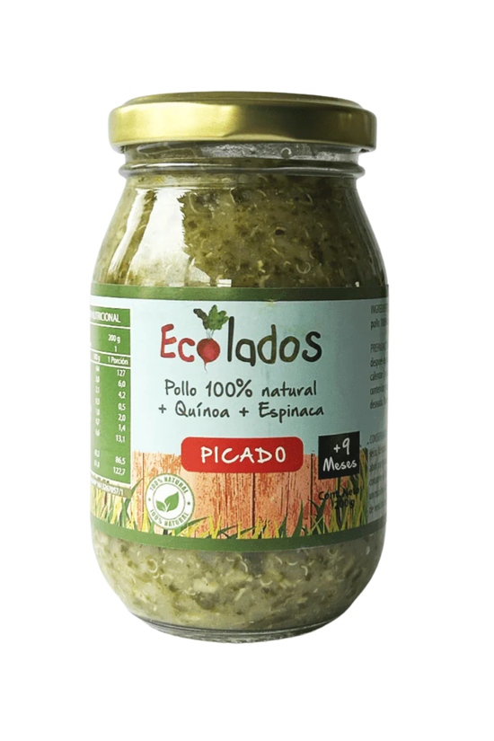 Picado 100% Natural de Pollo, Quínoa y Espinaca 200gr Ecolados