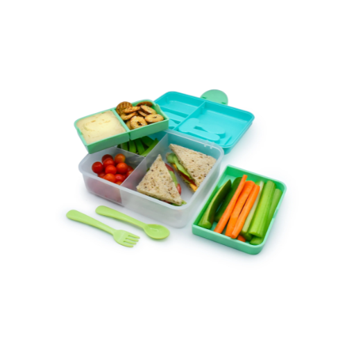 LONCHERA BENTO BOX CON CUBIERTOS LIMA Y VERDE - MELII