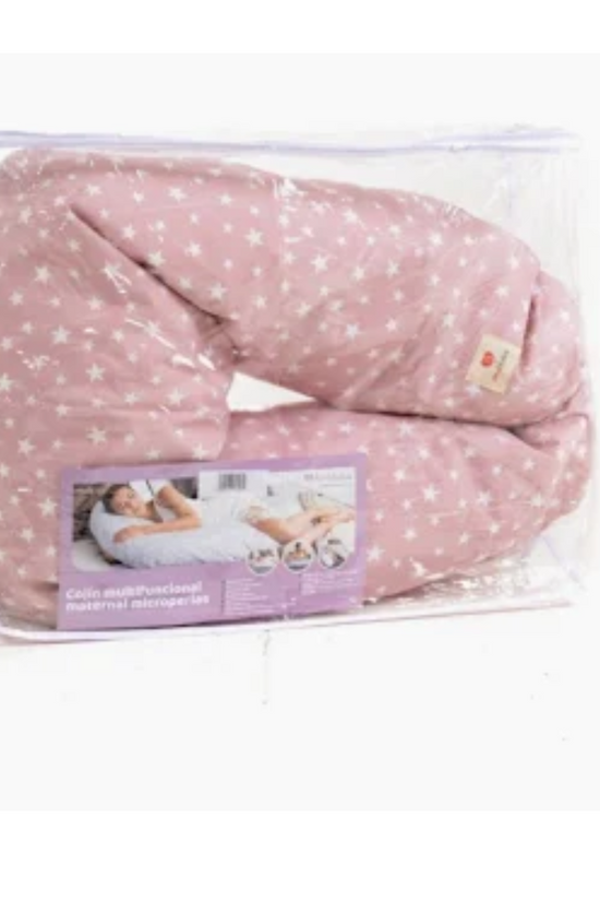 COJÍN MATERNAL MULTIFUNCIONAL DE MICROPERLAS ROSA - AMAMANTAS