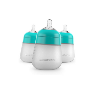 MAMADERA SILICONA TURQUESA PACK DE 3 150  ML - NANOBEBE