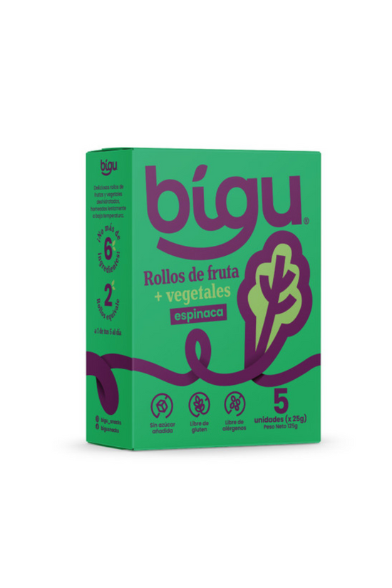 ROLLOS DE FRUTA Y ESPINACA 125 GR - BIGU