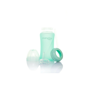 MAMADERA DE VIDRIO  CON BOMBILLA 240. ML VERDE - EVERYDAY BABY