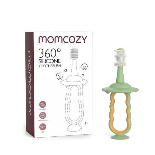 CEPILLO DENTAL DE SILICONA PARA  BEBÉ VERDE