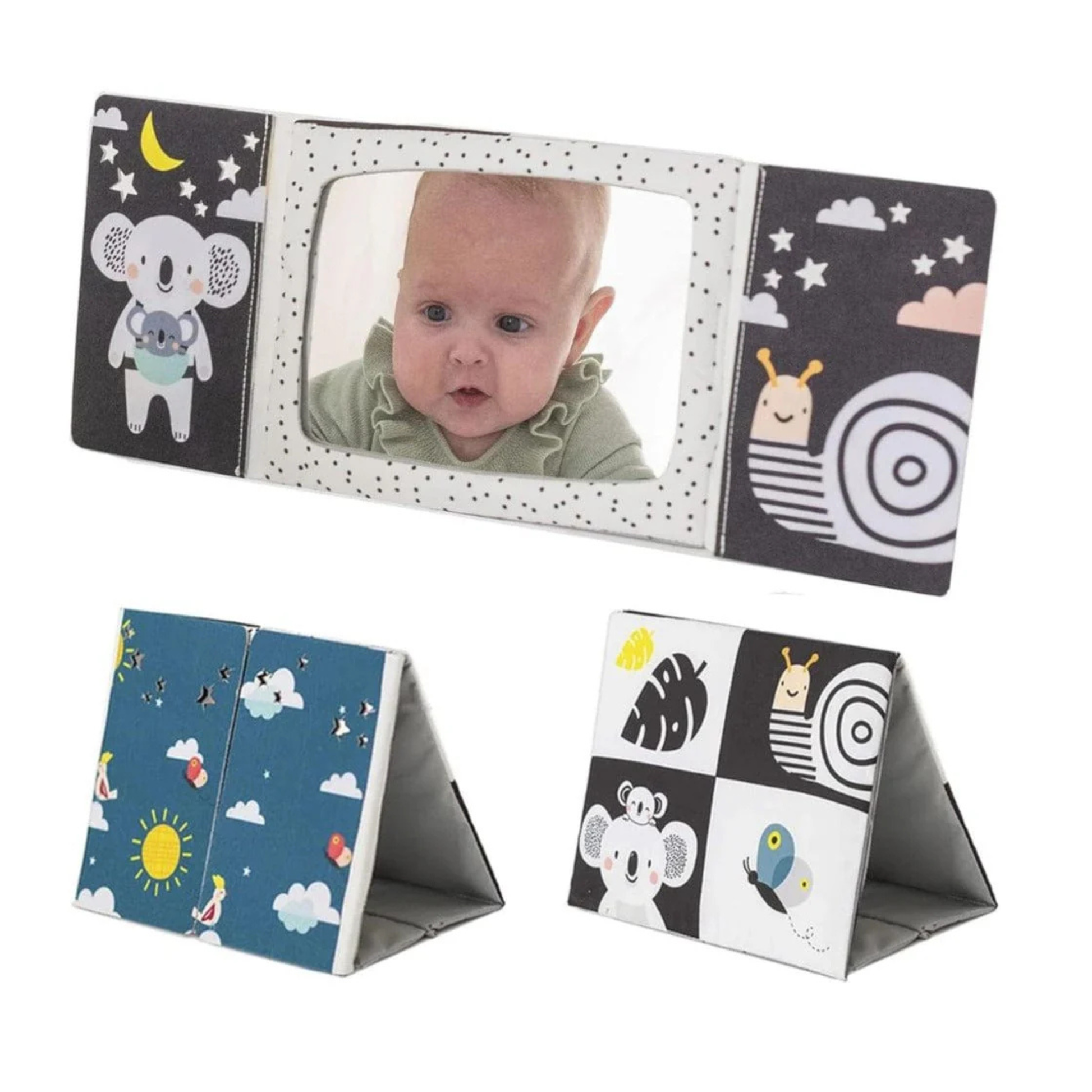 Espejo Seguro Para Bebé Libro Tummy Time Taf Toy Blanco Y Negro