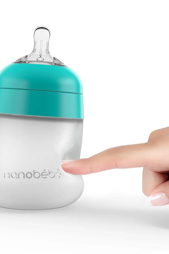Mamadera de Silicona Anticólico Nanobebé Flexy 270 ml Turquesa