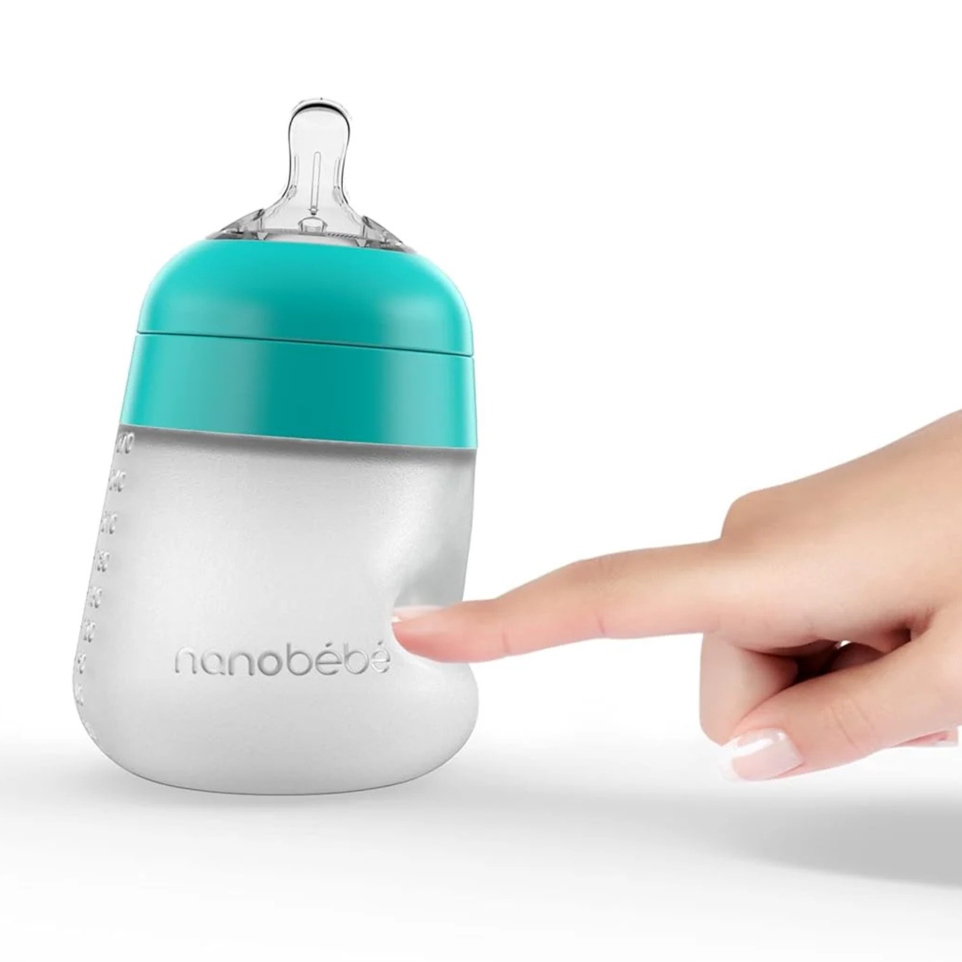 Mamadera de Silicona Anticólico Nanobebé Flexy 270 ml Turquesa