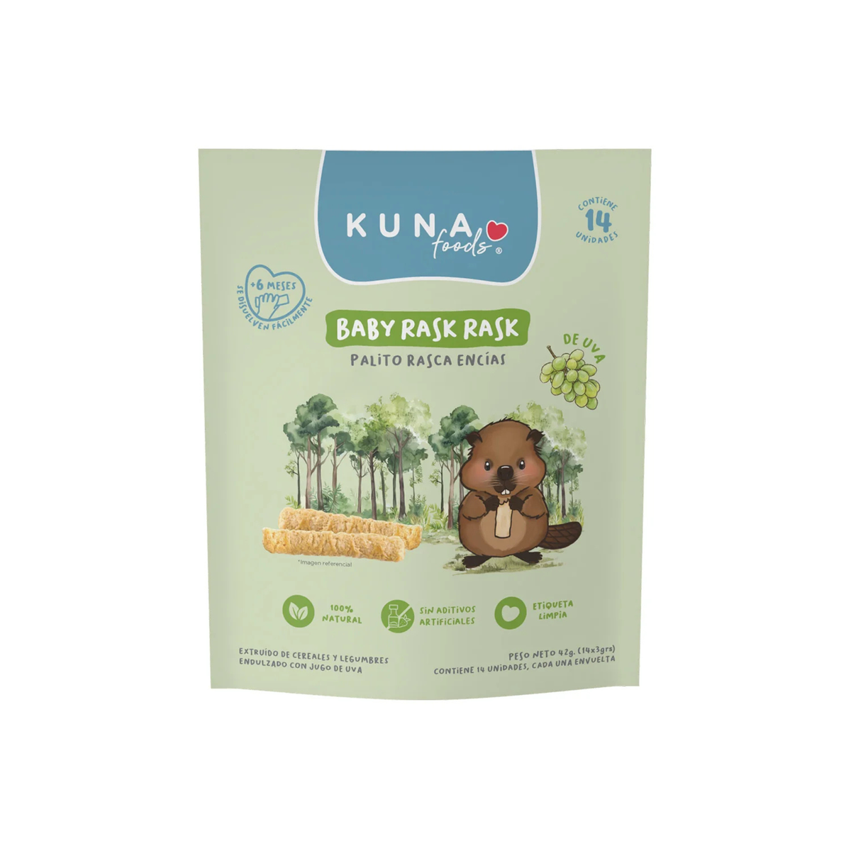 Palitos Rasca Encías Baby Rask Rask Kuna Foods +6 Meses 42 g