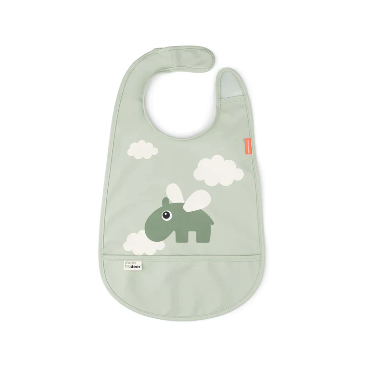 BABERO CON VELCRO HAPPY CLOUDS VERDE - DONE BY DEER