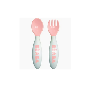 CUCHARA Y TENEDOR ERGONÓMICOS  ROSA - BEABA