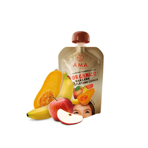 PURE DE MANZANA, PLÁTANO Y ZAPALLO ORGÁNICO 90 GR - AMA TIME